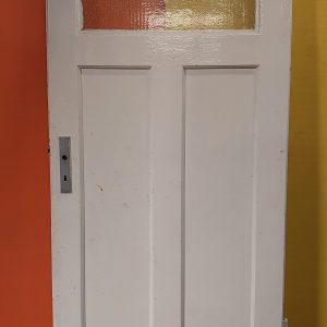 Zimmertür, einflügelig, Holz, weiß lackiert, Schließzylinder 1-fach mit Glaseinsatz oben