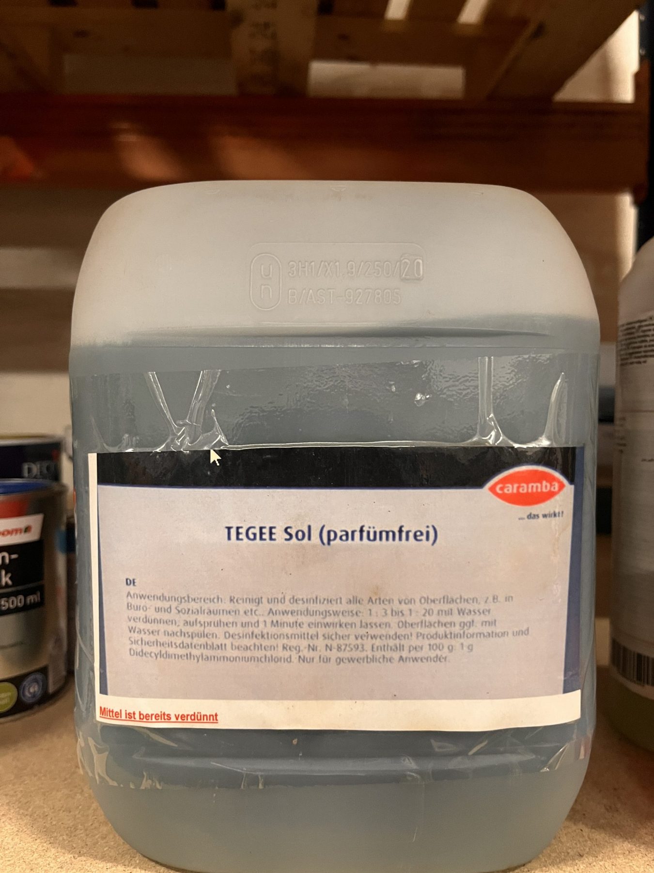 Tegee Sol (parfümfrei) Reiniger zum desinfizieren, 5L bereits verdünnt, Marke Caramba