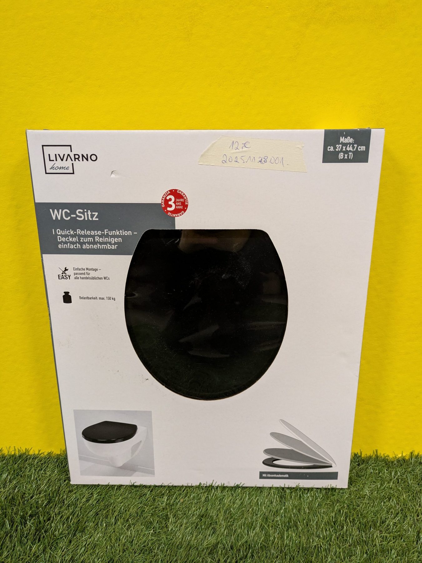 Schwarzer WC-Sitz von LIDL LIVARNO Home mit Absenkautomatik und Quick-Release