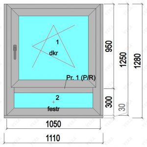 Walter Fenster + Türen: 2-teiliges Fenster (NEU), Unterlicht satiniert